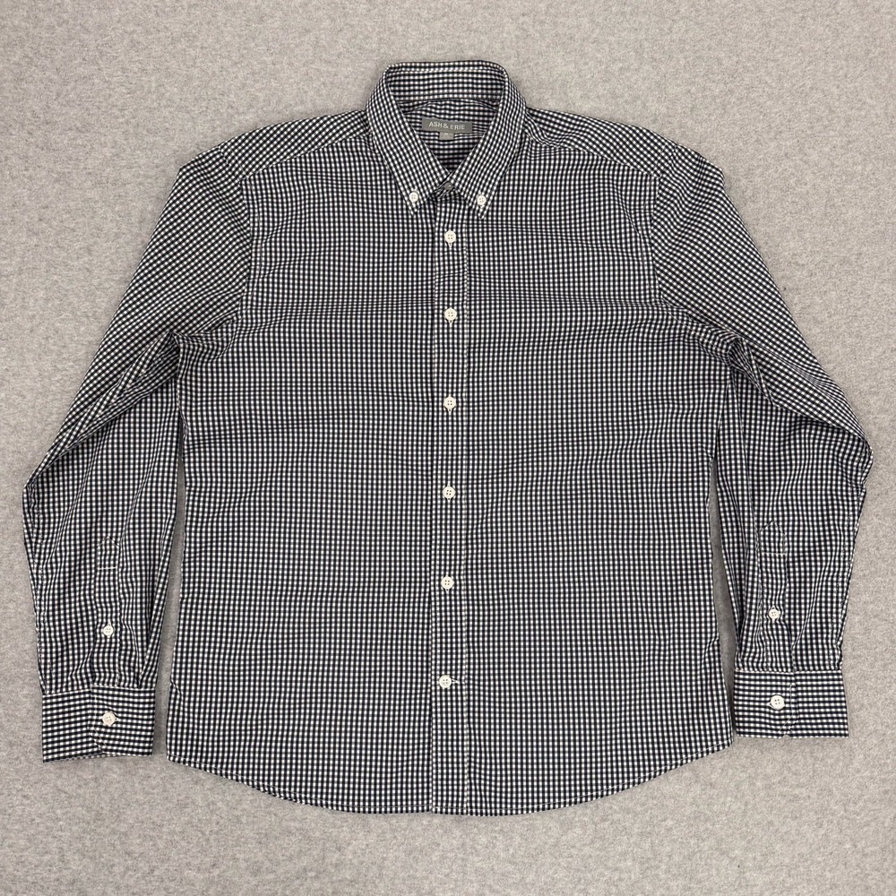 Ash & Erie Shirt Mens M Slim Blue Gingham Long Sleeve Button Down